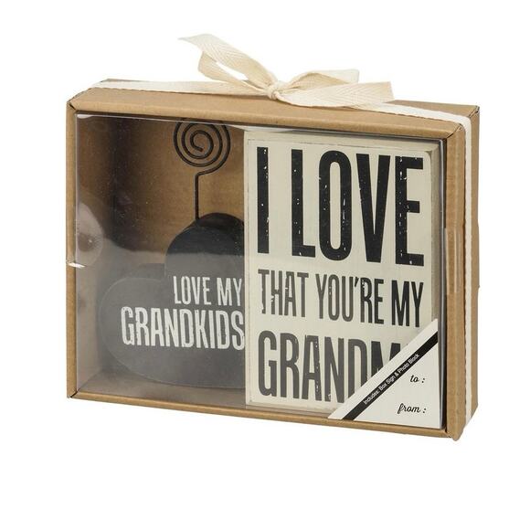 Grandma Grandkids NWT Wire Photo Clip and Table Decor Block 2 piece Set - Picture 1 of 4